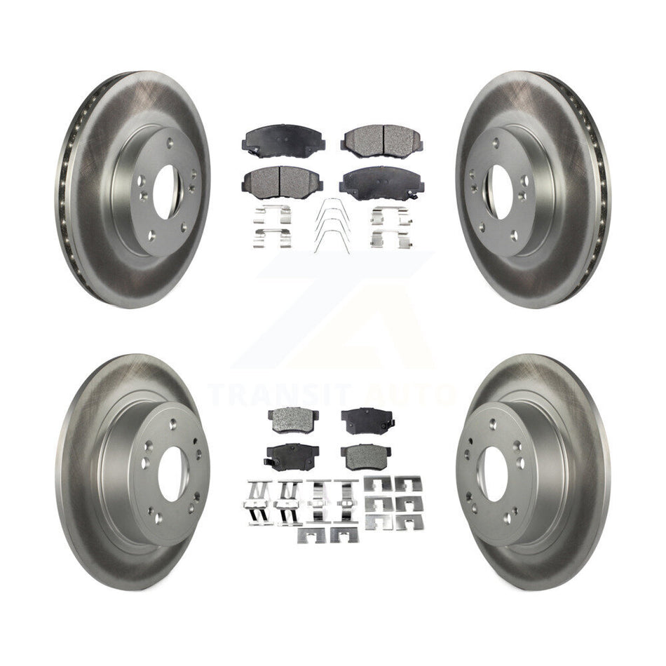 Front Rear Coated Disc Brake Rotors And Semi-Metallic Pads Kit For Honda Accord KGF-100791