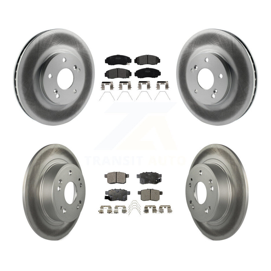 Front Rear Coated Disc Brake Rotors And Semi-Metallic Pads Kit For Honda Accord Acura TSX KGF-100801