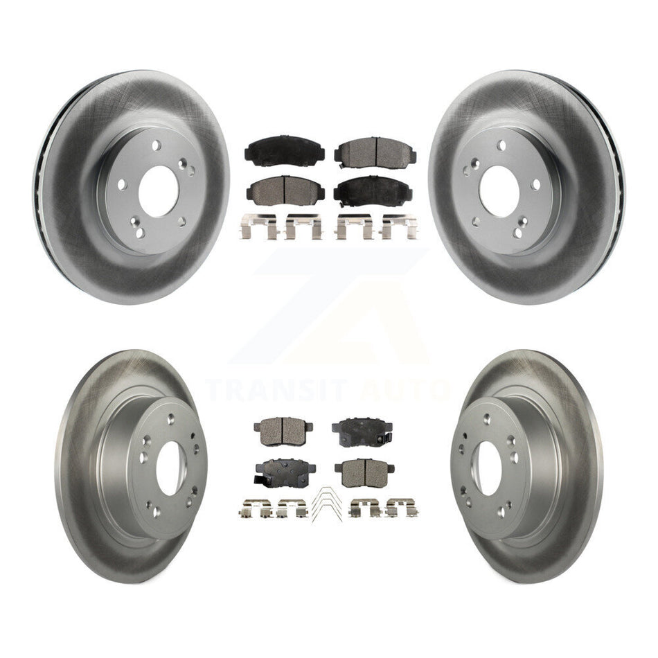 Front Rear Coated Disc Brake Rotors And Semi-Metallic Pads Kit For Honda Accord Acura TSX KGF-100804