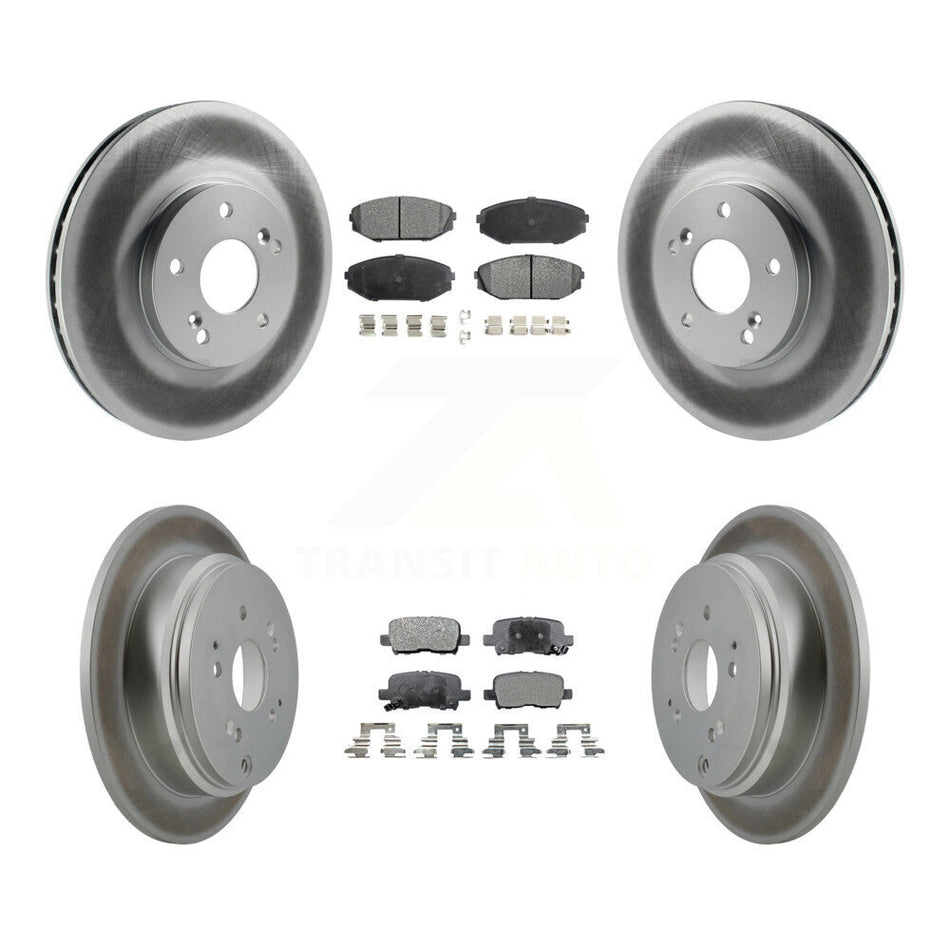 Front Rear Coated Disc Brake Rotors And Semi-Metallic Pads Kit For 2002-2004 Honda Odyssey KGF-100806