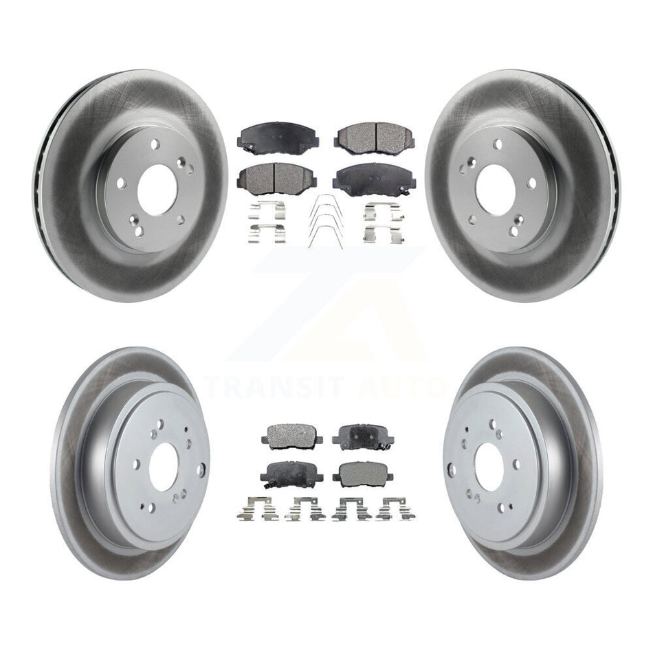 Front Rear Coated Disc Brake Rotors And Semi-Metallic Pads Kit For 2003-2008 Honda Pilot KGF-100808