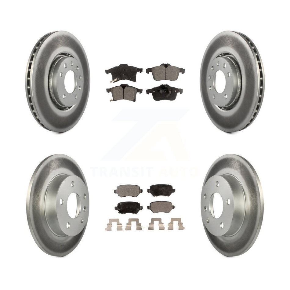 Front Rear Coated Disc Brake Rotors And Semi-Metallic Pads Kit For 2008-2009 Saturn Astra KGF-100821