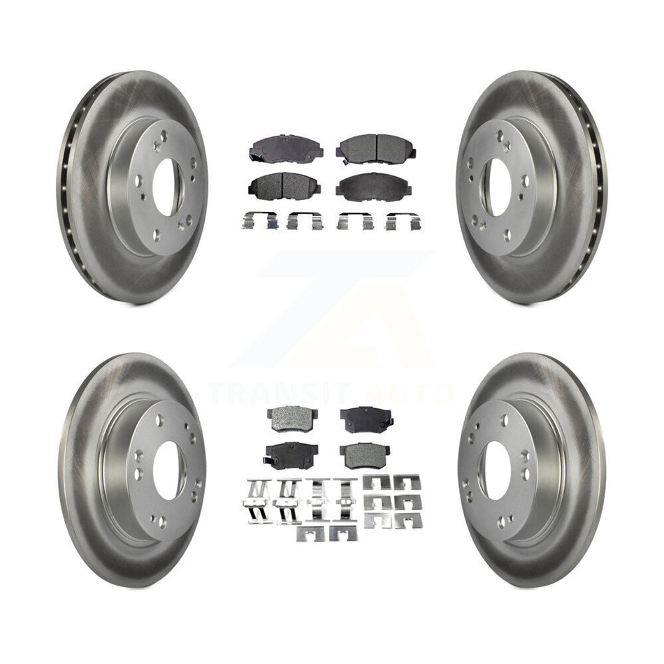 Front Rear Coated Disc Brake Rotors And Semi-Metallic Pads Kit For Honda Civic KGF-100823