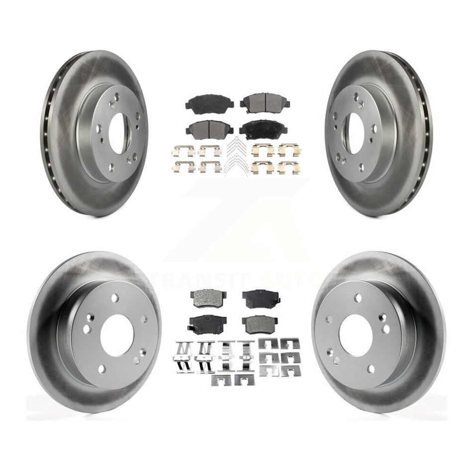 Front Rear Coated Disc Brake Rotors And Semi-Metallic Pads Kit For Honda Civic Acura RSX KGF-100824