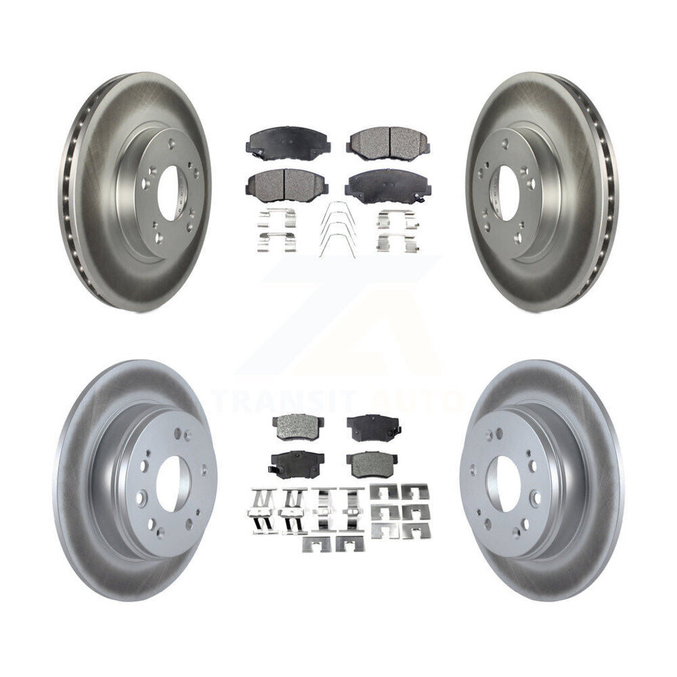 Front Rear Coated Disc Brake Rotors And Semi-Metallic Pads Kit For 2002-2004 Honda CR-V KGF-100827