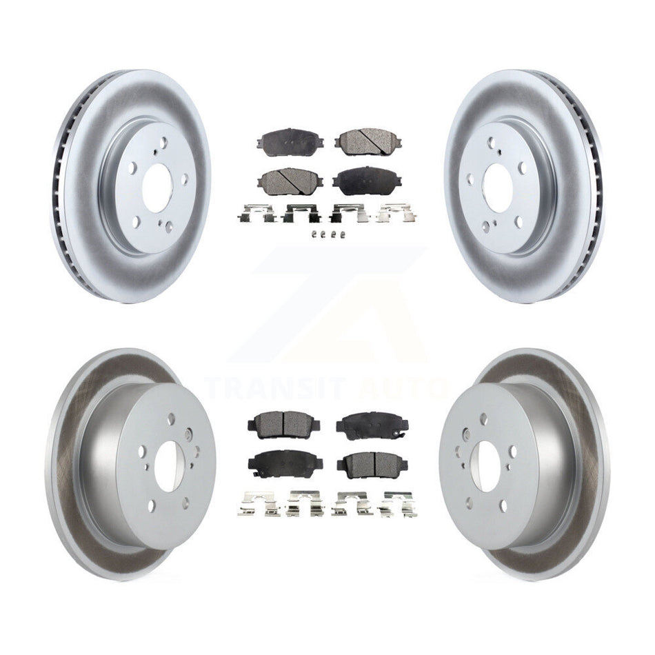 Front Rear Coated Disc Brake Rotors And Semi-Metallic Pads Kit For 2004-2010 Toyota Sienna KGF-100832