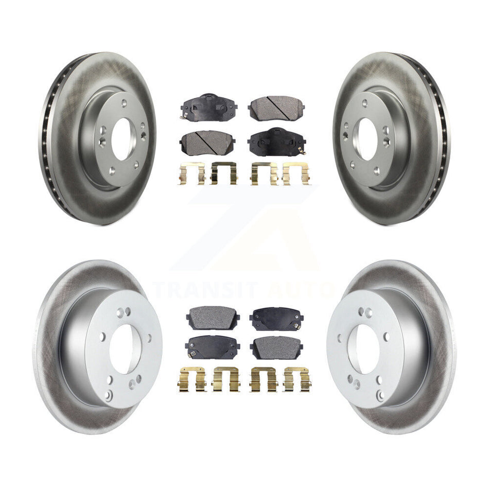 Front Rear Coated Disc Brake Rotors And Semi-Metallic Pads Kit For 2010-2012 Kia Rondo KGF-100833