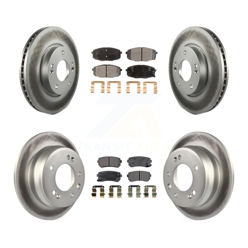 Front Rear Coated Disc Brake Rotors And Semi-Metallic Pads Kit For Hyundai Elantra KGF-100834