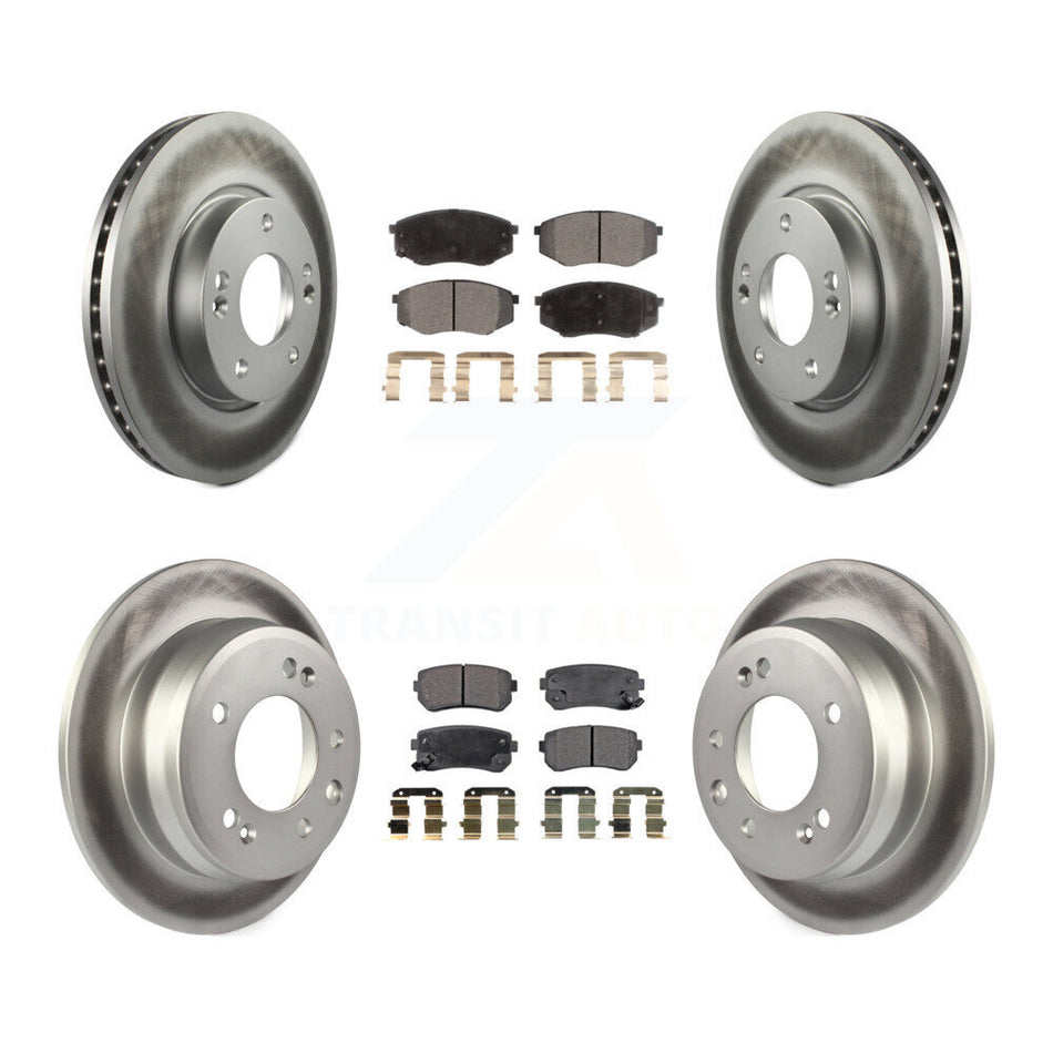 Front Rear Coated Disc Brake Rotors And Semi-Metallic Pads Kit For Hyundai Tucson Kia Sportage FWD KGF-100835