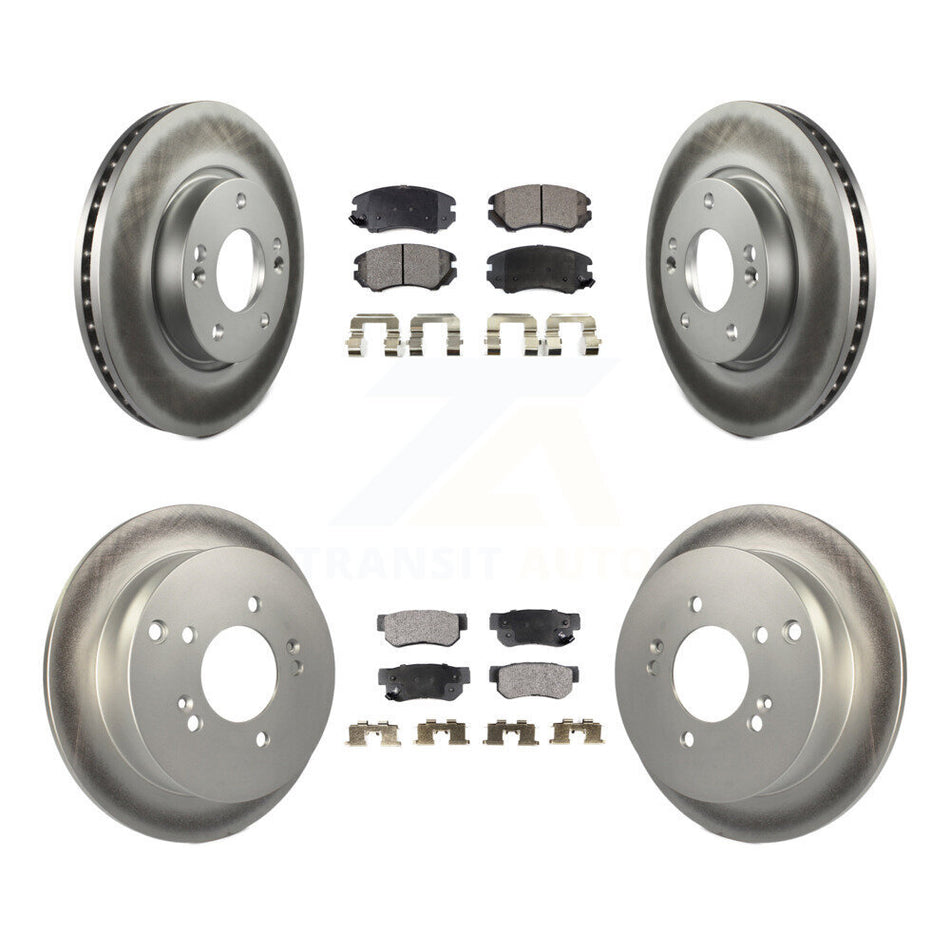 Front Rear Coated Disc Brake Rotors And Semi-Metallic Pads Kit For Kia Sportage Hyundai Tucson KGF-100837