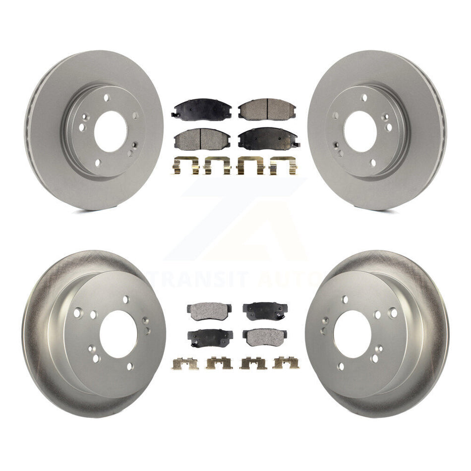 Front Rear Coated Disc Brake Rotors And Semi-Metallic Pads Kit For 2001-2006 Hyundai Santa Fe With 276mm Diameter Rotor KGF-100841