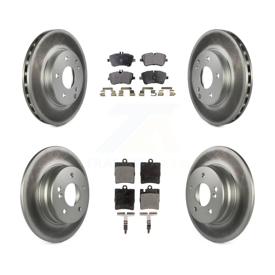 Front Rear Coated Disc Brake Rotors And Semi-Metallic Pads Kit For 2003-2005 Mercedes-Benz C240 Wagon with RWD KGF-100844