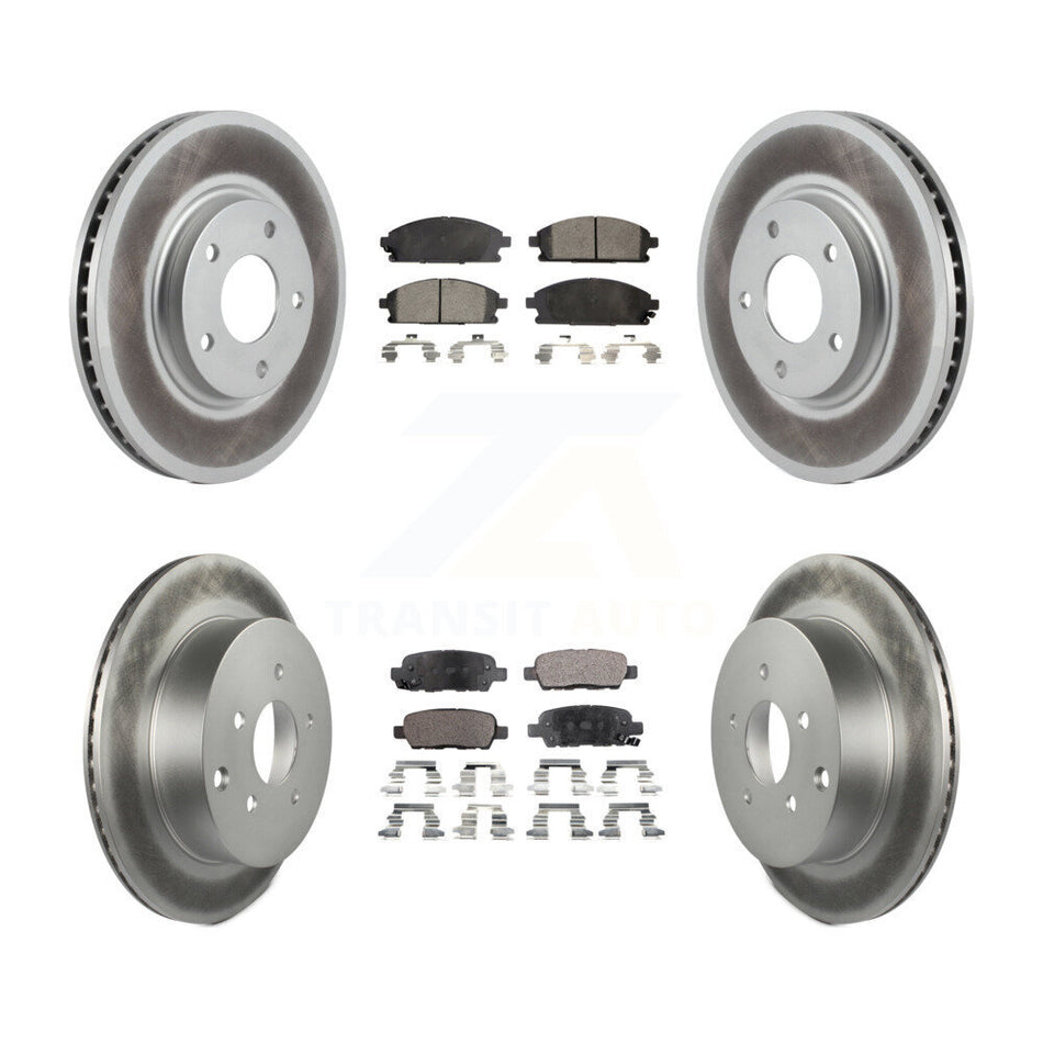 Front Rear Coated Disc Brake Rotors And Semi-Metallic Pads Kit For 2004-2009 Nissan Quest KGF-100851