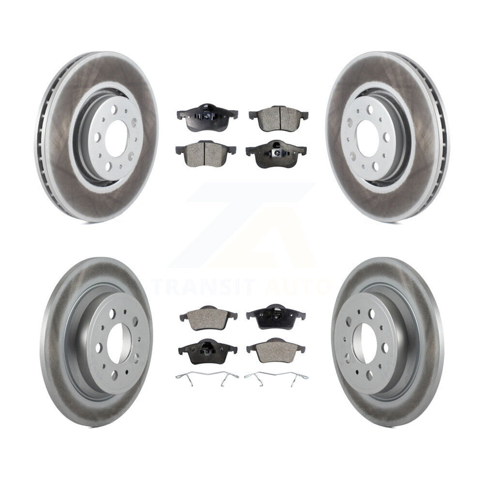 Front Rear Coated Disc Brake Rotors And Semi-Metallic Pads Kit For 2008 Volvo S60 With 316mm Diameter Rotor KGF-100870