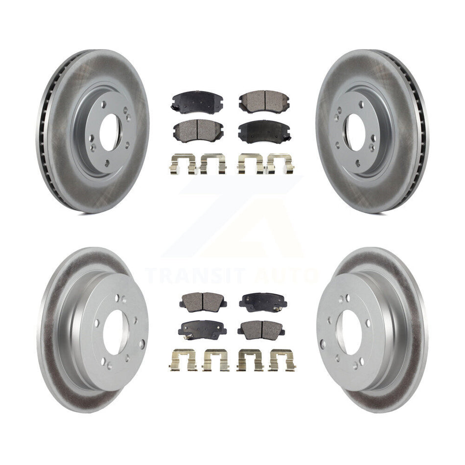 Front Rear Coated Disc Brake Rotors And Semi-Metallic Pads Kit For 2007-2009 Kia Amanti KGF-100873
