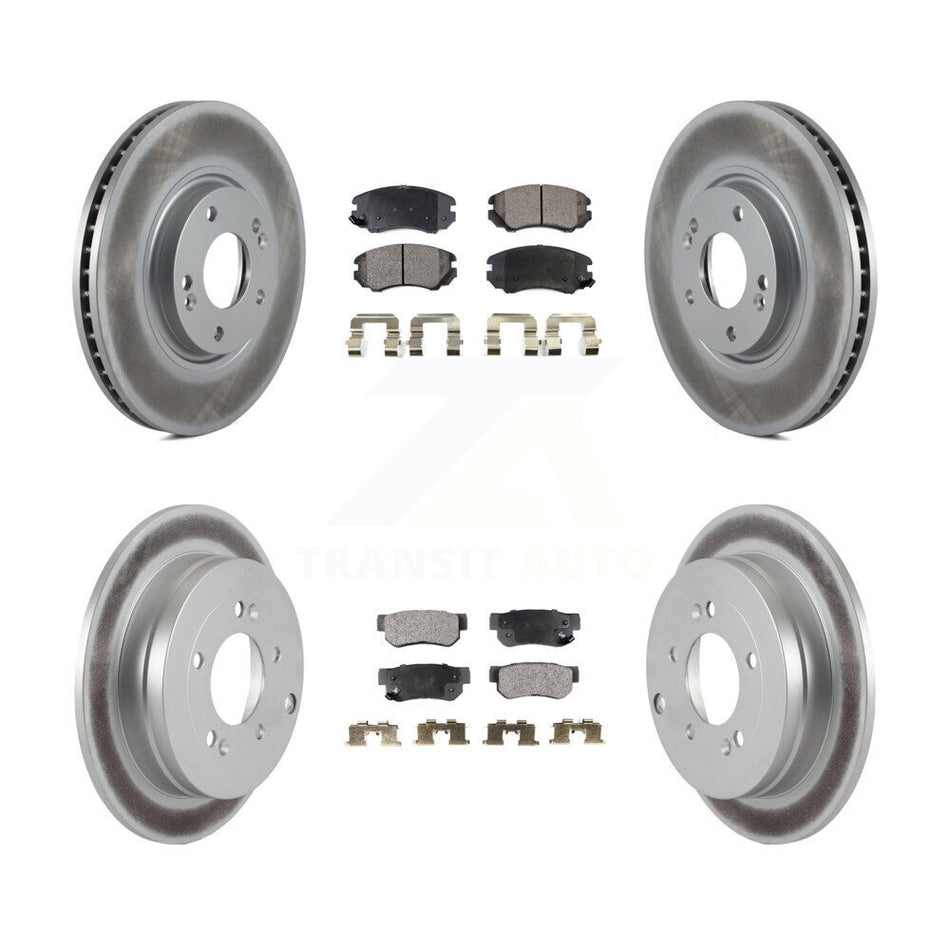 Front Rear Coated Disc Brake Rotors And Semi-Metallic Pads Kit For 2006-2009 Hyundai Azera KGF-100874