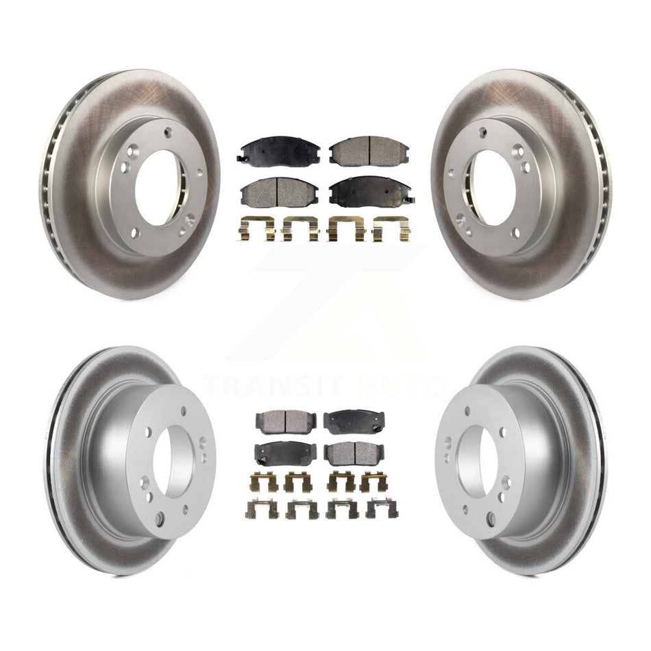 Front Rear Coated Disc Brake Rotors And Semi-Metallic Pads Kit For 2003-2006 Kia Sorento KGF-100892