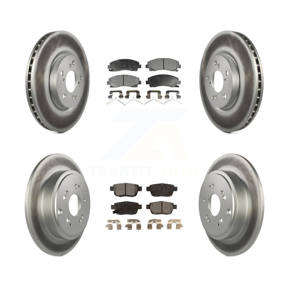 Front Rear Coated Disc Brake Rotors And Semi-Metallic Pads Kit For 2006-2014 Honda Ridgeline KGF-100898
