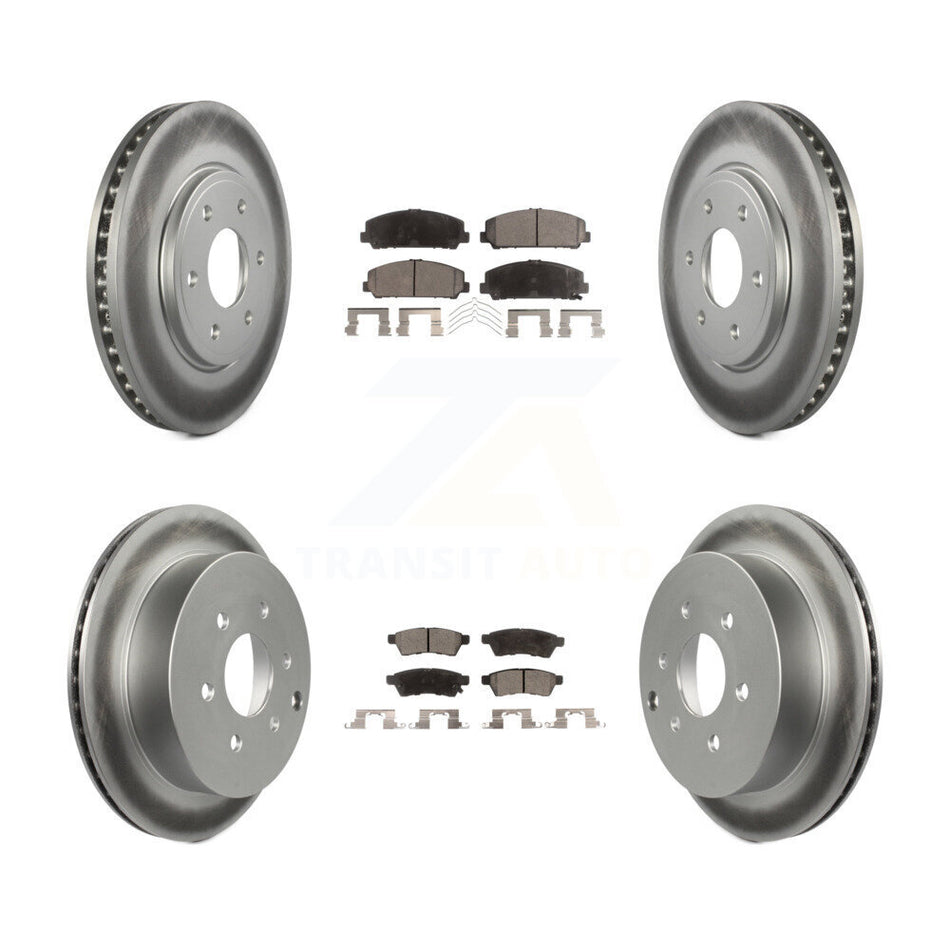 Front Rear Coated Disc Brake Rotors And Semi-Metallic Pads Kit For Suzuki Equator KGF-100903