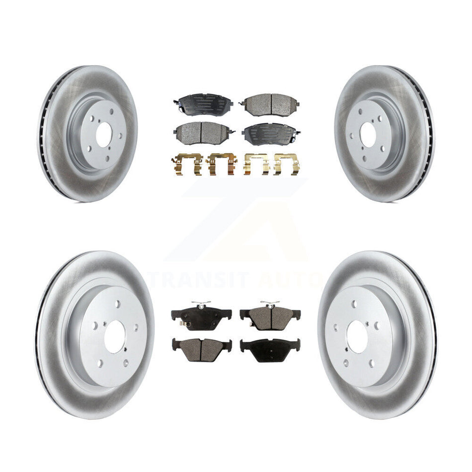 Front Rear Coated Disc Brake Rotors And Semi-Metallic Pads Kit For Subaru Outback Legacy WRX KGF-100908