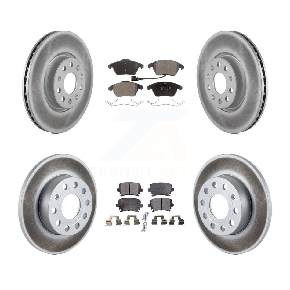 Front Rear Coated Disc Brake Rotors And Semi-Metallic Pads Kit For 2008-2008 Audi A3 Quattro KGF-100909