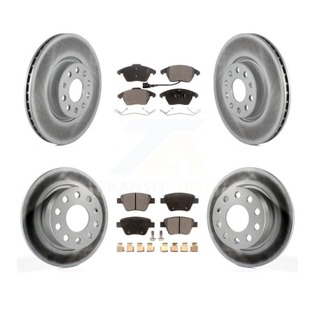 Front Rear Coated Brake Rotor & Semi-Metallic Pad Kit For 2017-2018 Volkswagen Jetta 2.0L KGF-100913