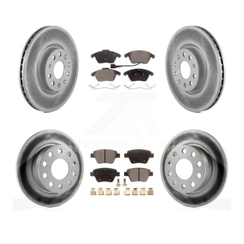 Front Rear Coated Brake Rotor & Semi-Metallic Pad Kit For 2017-2018 Volkswagen Jetta 2.0L KGF-100913