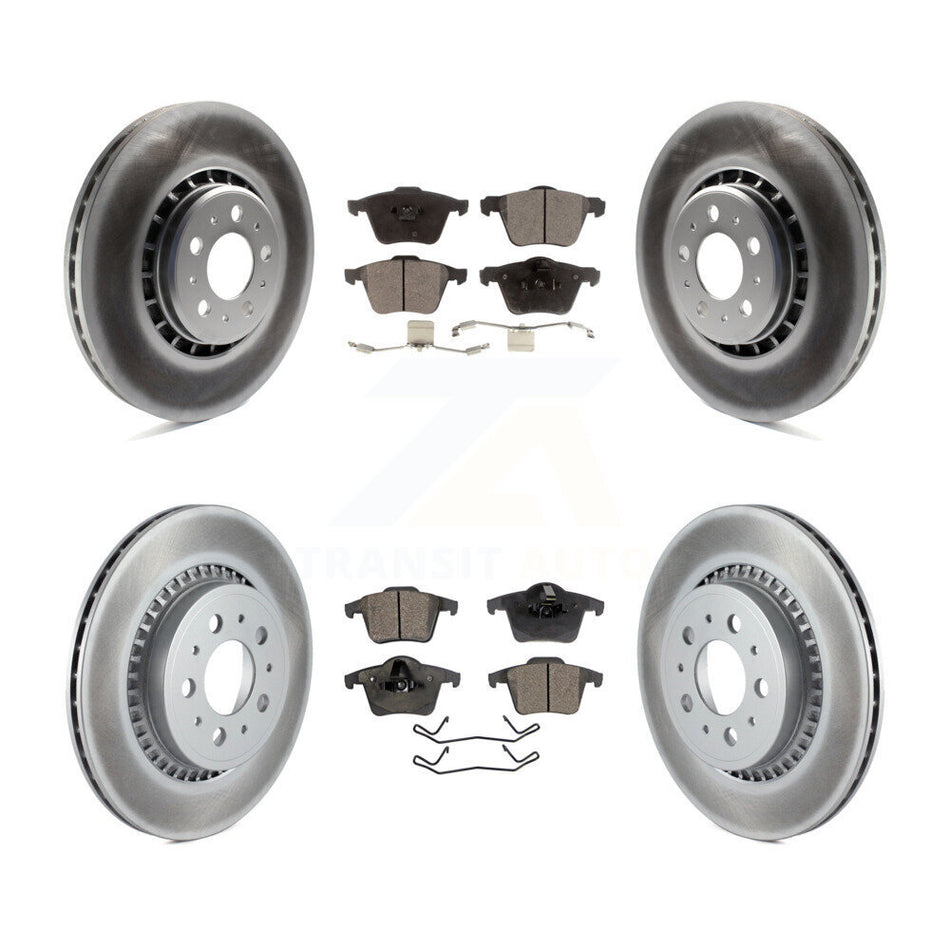 Front Rear Coated Disc Brake Rotors And Semi-Metallic Pads Kit For 2003-2014 Volvo XC90 With 336mm Diameter Rotor KGF-100922