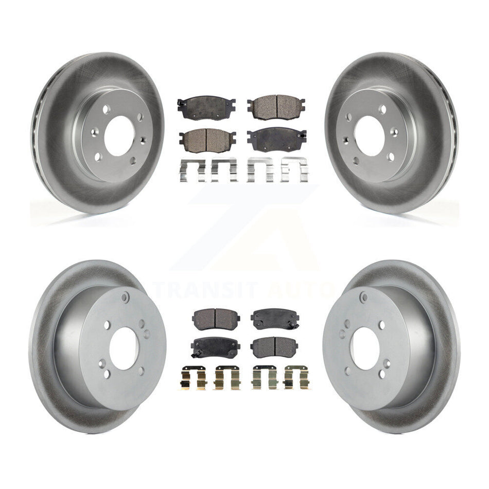 Front Rear Coated Disc Brake Rotors And Semi-Metallic Pads Kit For Hyundai Accent Kia Rio Rio5 KGF-100927