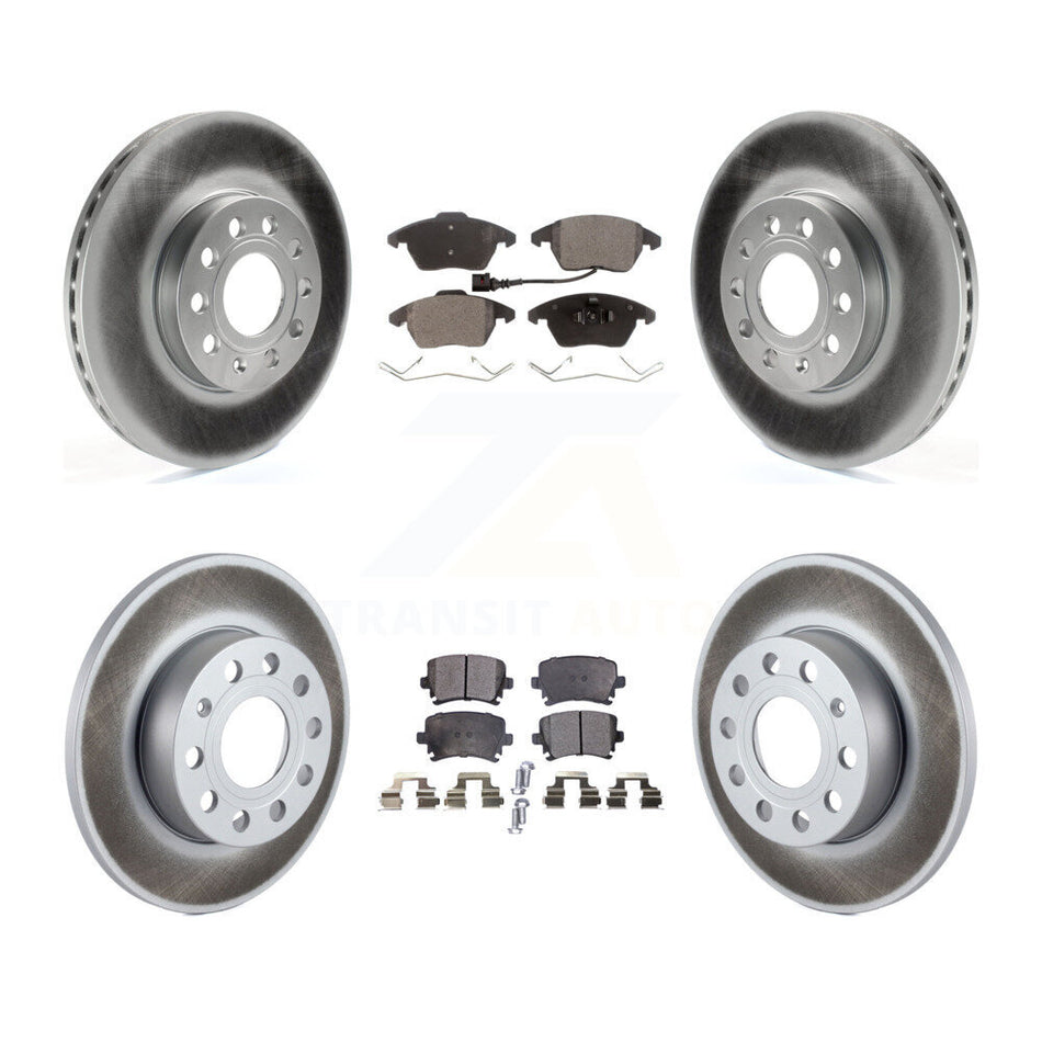 Front Rear Coated Disc Brake Rotors And Semi-Metallic Pads Kit For 2006-2009 Volkswagen Rabbit KGF-100931