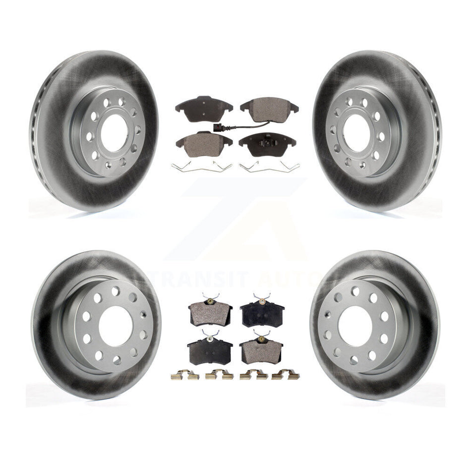 Front Rear Coated Disc Brake Rotors And Semi-Metallic Pads Kit For Volkswagen Jetta Beetle KGF-100934