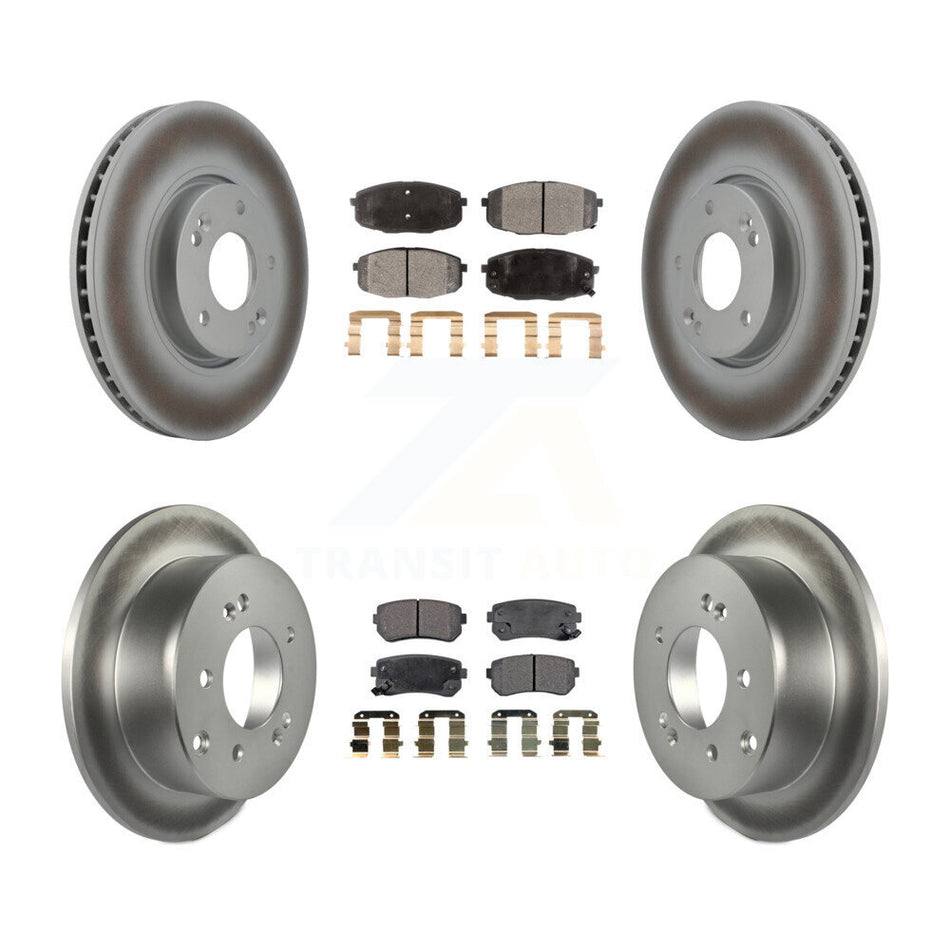 Front Rear Coated Disc Brake Rotors And Semi-Metallic Pads Kit For Kia Forte Koup Forte5 KGF-100937