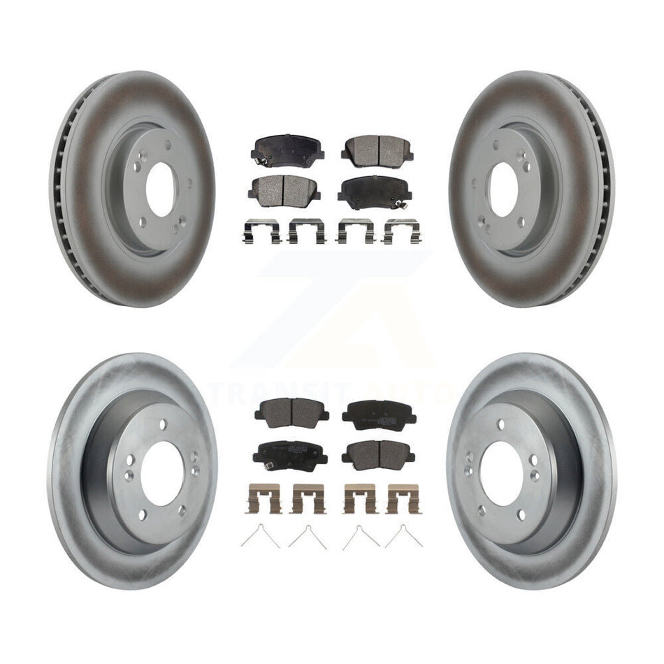 Front Rear Coated Disc Brake Rotors And Semi-Metallic Pads Kit For 2014-2017 Kia Rondo With Electric Parking KGF-100940