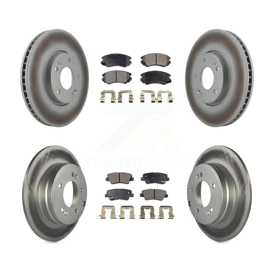 Front Rear Coated Disc Brake Rotors And Semi-Metallic Pads Kit For Hyundai Sonata 3.3L KGF-100948