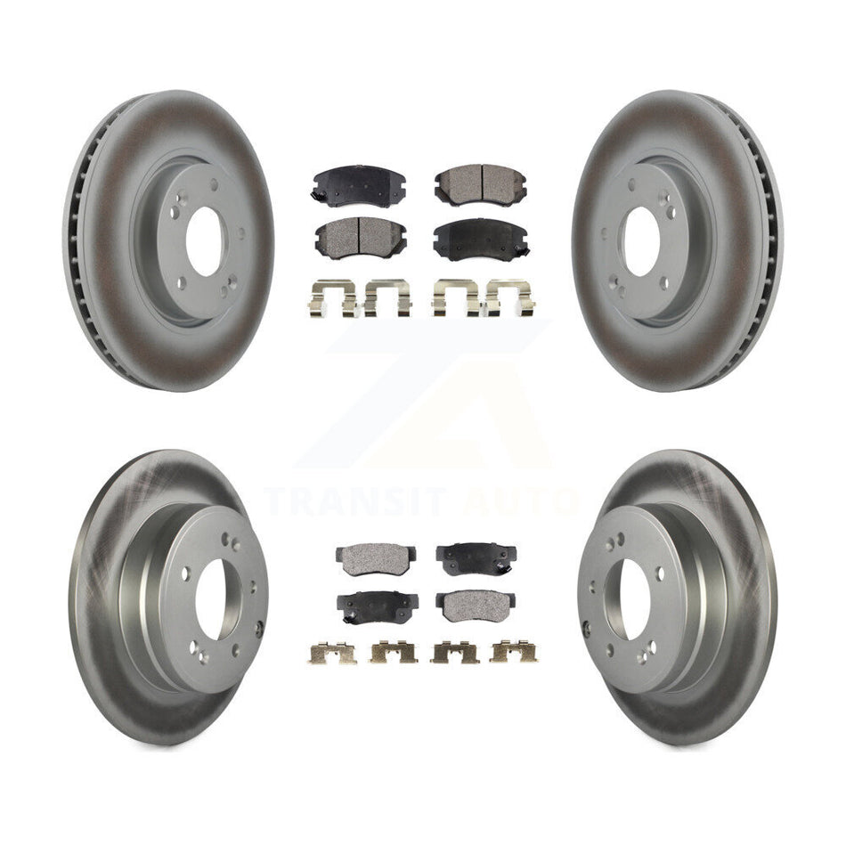Front Rear Coated Disc Brake Rotors And Semi-Metallic Pads Kit For Hyundai Sonata 3.3L KGF-100949