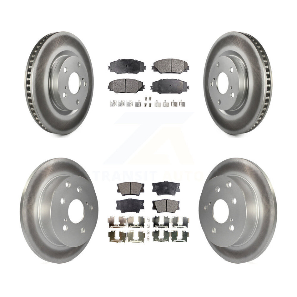 Front Rear Coated Disc Brake Rotors And Semi-Metallic Pads Kit For Toyota RAV4 KGF-100955