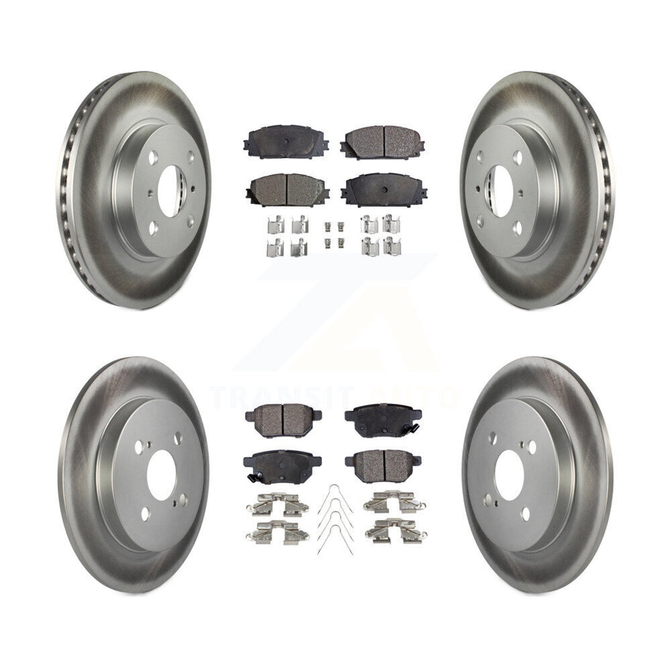 Front Rear Coated Disc Brake Rotors And Semi-Metallic Pads Kit For 2012-2013 Toyota Yaris L LE KGF-100961