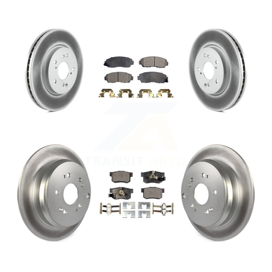 Front Rear Coated Disc Brake Rotors And Semi-Metallic Pads Kit For Honda CR-V Acura RDX KGF-100973