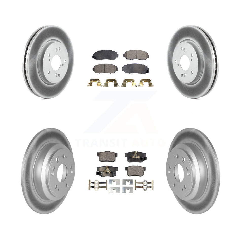 Front Rear Coated Disc Brake Rotors And Semi-Metallic Pads Kit For Honda Accord Crosstour KGF-100975