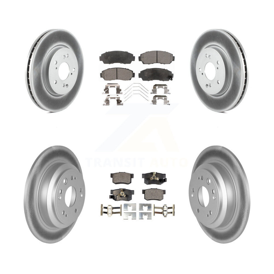 Front Rear Coated Disc Brake Rotors And Semi-Metallic Pads Kit For Honda Crosstour Accord KGF-100977