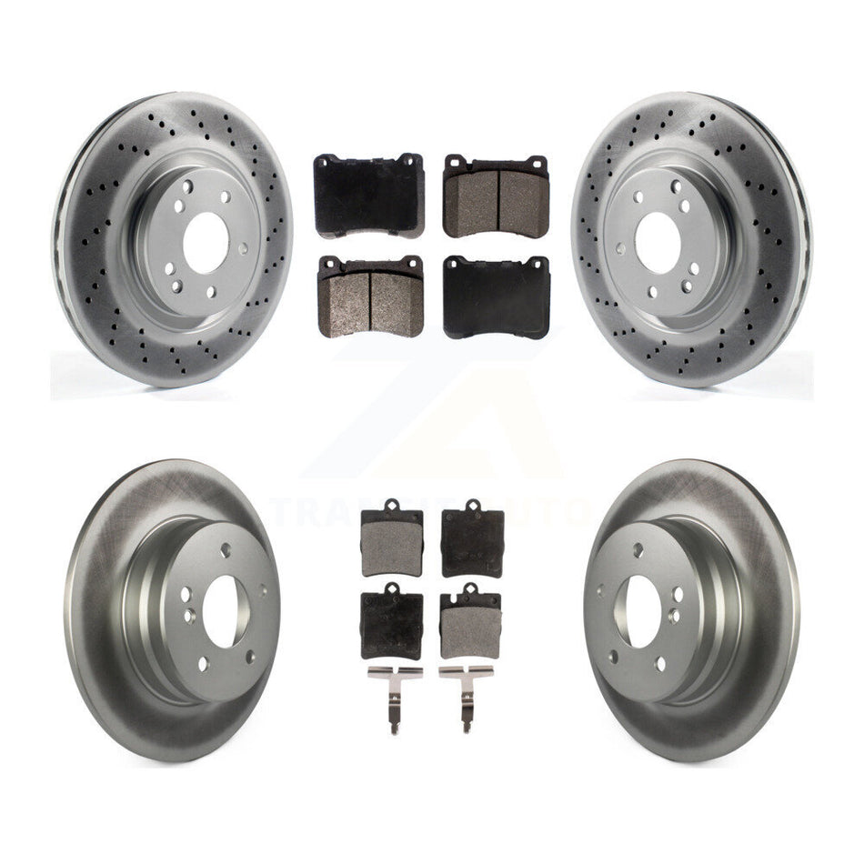 Front Rear Coated Disc Brake Rotors And Semi-Metallic Pads Kit For Mercedes-Benz C230 CLK350 C320 SLK350 SLK300 KGF-100978