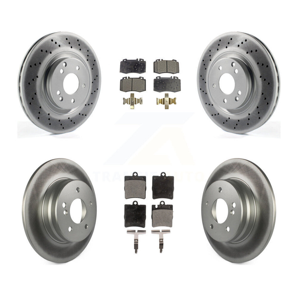 Front Rear Coated Disc Brake Rotors And Semi-Metallic Pads Kit For Mercedes-Benz C230 C320 SLK350 KGF-100979