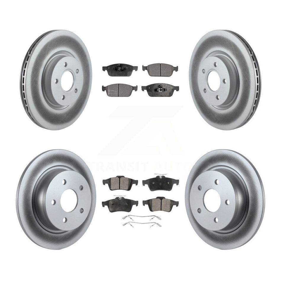 Front Rear Coated Disc Brake Rotors And Semi-Metallic Pads Kit For Ford Escape Connect KGF-100989