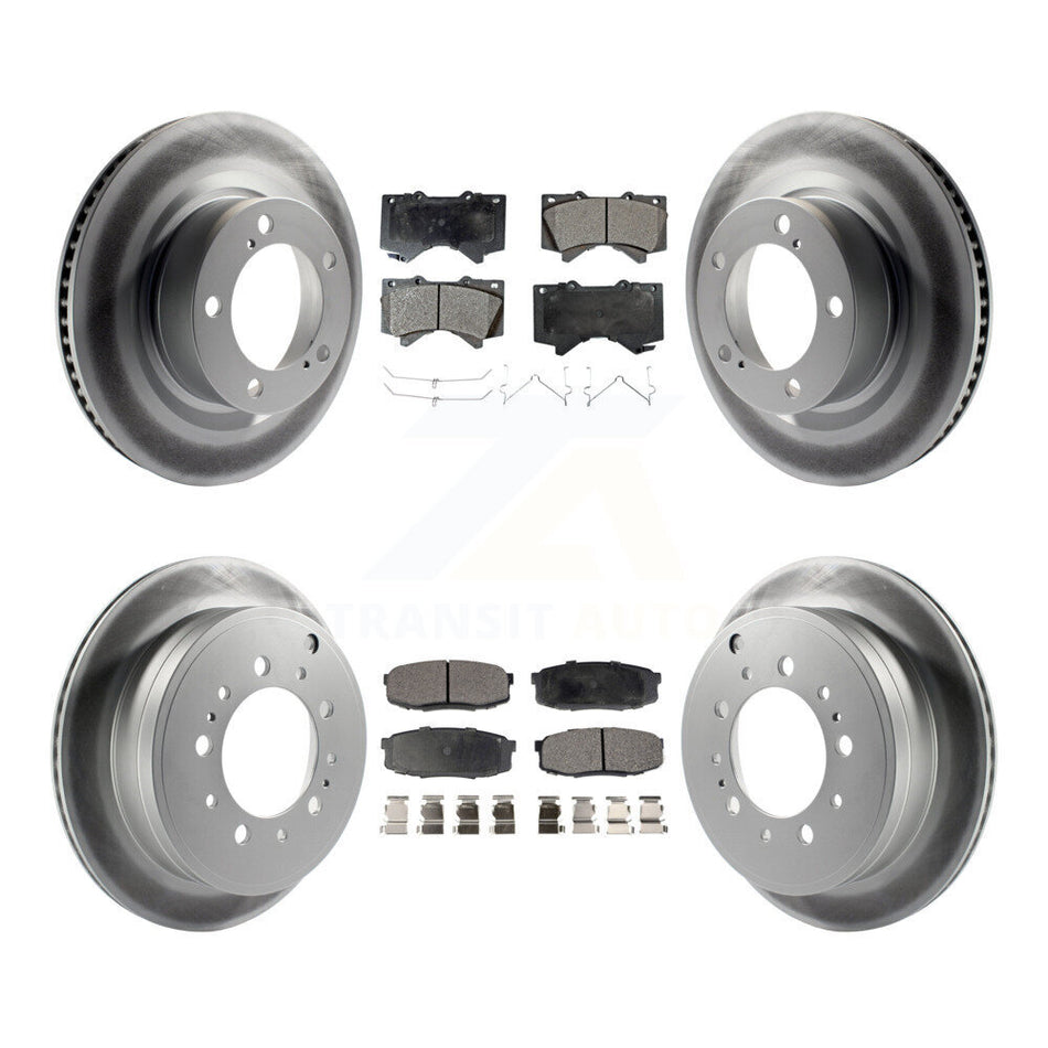 Front Rear Coated Disc Brake Rotors And Semi-Metallic Pads Kit For Toyota Tundra Sequoia Lexus LX570 Land Cruiser KGF-100996