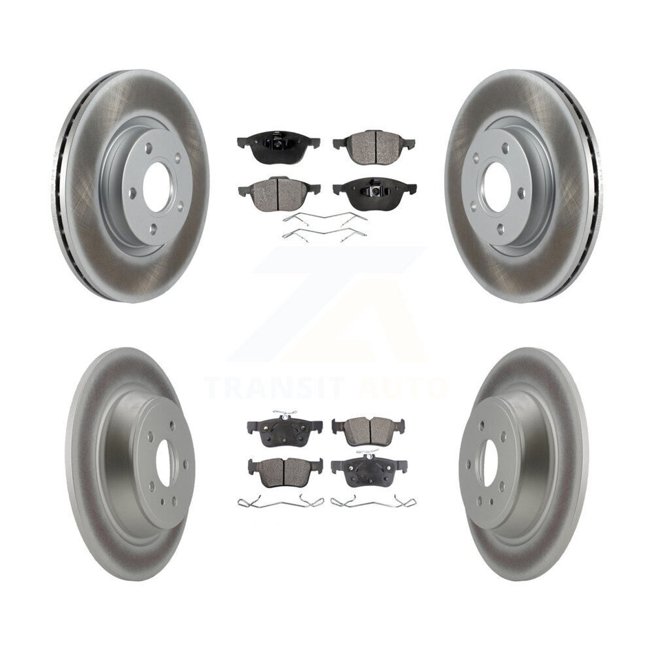 Front Rear Coated Disc Brake Rotors And Semi-Metallic Pads Kit For Ford Escape KGF-101004