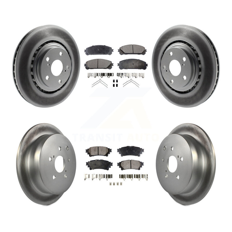 Front Rear Coated Disc Brake Rotors And Semi-Metallic Pads Kit For Toyota Highlander Sienna Lexus RX350 RX450h KGF-101022