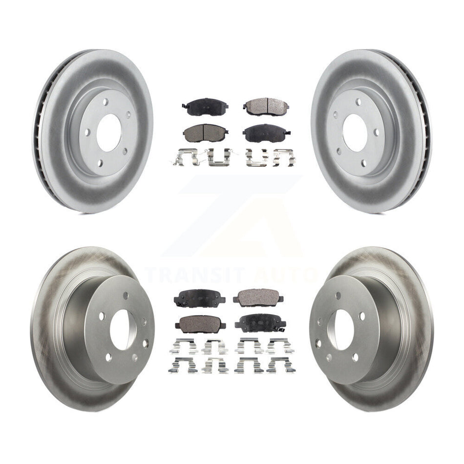 Front Rear Coated Disc Brake Rotors And Semi-Metallic Pads Kit For 2007-2012 Nissan Sentra SE-R KGF-101025