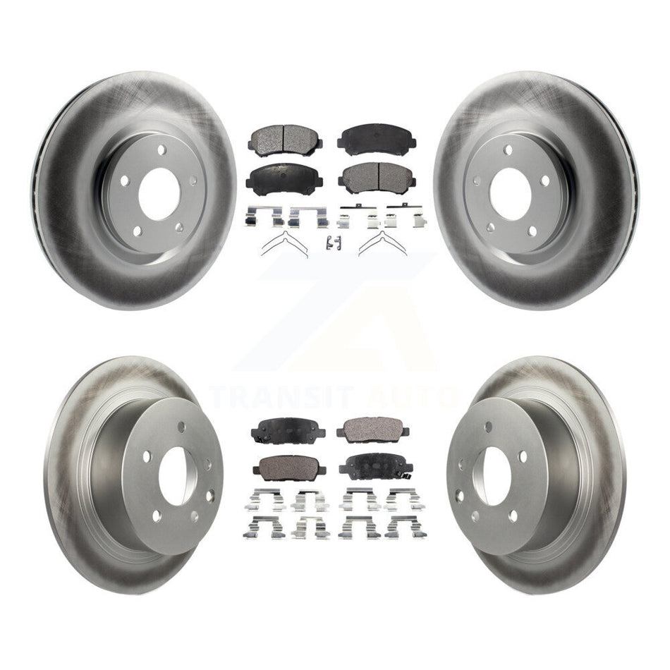 Front Rear Coated Disc Brake Rotors And Semi-Metallic Pads Kit For 2007-2012 Nissan Sentra SE-R Spec V KGF-101026