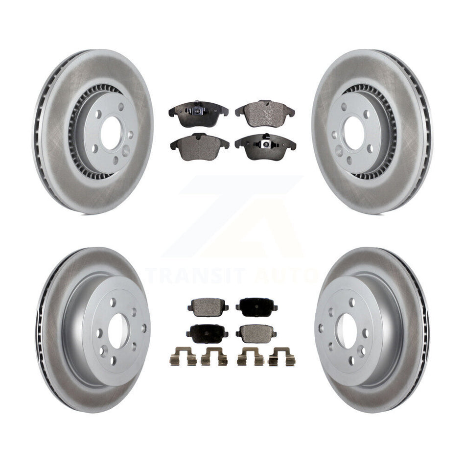 Front Rear Coated Disc Brake Rotors And Semi-Metallic Pads Kit For 2008-2011 Land Rover LR2 KGF-101029