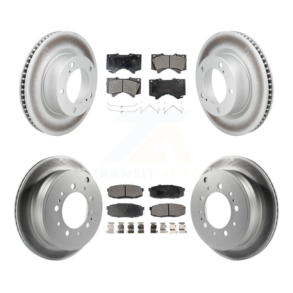 Front Rear Coated Brake Rotor & Semi-Metallic Pad Kit For Lexus LX570 Toyota Land Cruiser KGF-101045